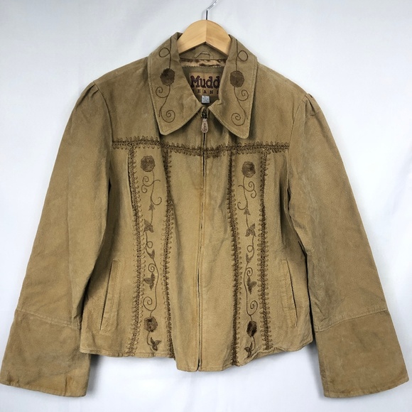 Mudd Coat Jacket Suede Embroidery Detail sz XL - Picture 1 of 6